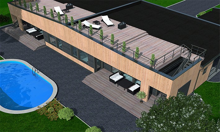 One storey house with roof terrace