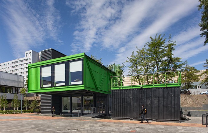 Shipping container cafe