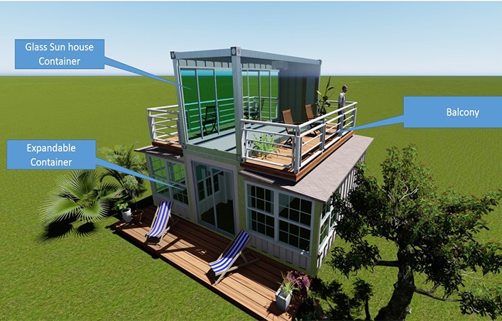 2 floor morden 20ft  expandable container house