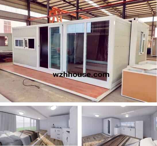 Quick build single sliding expandable container house