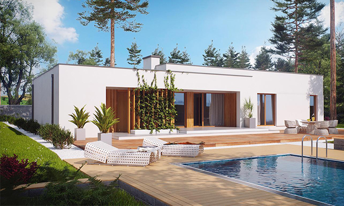 One storey holiday villa house